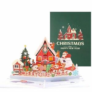 10 New 3D Pop-Up Christmas Greeting Cards w/ Envelopes – Assorted Designs